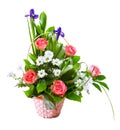 Bright flower bouquet in basket Royalty Free Stock Photo