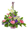 Bright flower bouquet in basket Royalty Free Stock Photo