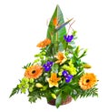 Bright flower bouquet in basket Royalty Free Stock Photo