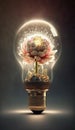 A bright flower inside a light bulb Royalty Free Stock Photo