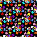 Bright flower seamless Pattern with colorful Flowers on black Royalty Free Stock Photo