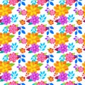 Bright Flowers Background Seamless Pattern Spring Colorful Floral Ornament Royalty Free Stock Photo