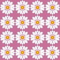 Bright and flowery pastel pink seamless floral pattern with detailed daisy motifs to add charming touch