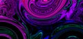 Bright fluid neon green purple pink blue wavy line on black glitched background. Abstract liquid swirl wave. Art trippy digital Royalty Free Stock Photo
