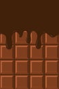 Bright food card. Chocolate and choco glaze. Chocolate pattern. Chocolate glaze pattern. Inscription chocolate dripping glaze.
