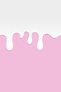 Bright food card. Milk flyers. Sweet realistic milk. Pink background with milk drips. Dripping milk. White milk. Food delicious