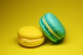 Bright food photography of macroons on yellow