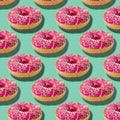 Bright food seamless isometriÃÂ pattern with donuts Royalty Free Stock Photo