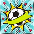 Bright football background in popart style. Comic exploison