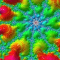 Bright fractals, looks like coral reef, intense colours, background, wallpaper, poster, print, generative, ai