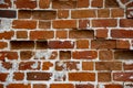 A bright fragment of uneven brick wall