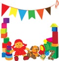 Bright frame with toys