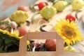 Bright fresh vegetables, fruits and flowers on a wooden table from the market package Royalty Free Stock Photo