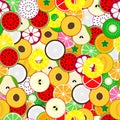 Bright fruit seamless background. Tropical mix. Royalty Free Stock Photo