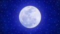 Bright Full Moon and Twinkle Stars in Blue Night Sky Royalty Free Stock Photo