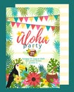 Bright fun aloha party invitation template