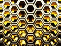 Bright Futuristic Golden Hexagon Pattern Background