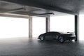 Bright garage with car