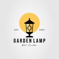 Bright garden lamp logo. interior lamp, gardening logo vector illustration design Royalty Free Stock Photo