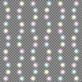 Bright garlands with glowing star lights isolated on transparent background. Vector design element for Holiday cards Royalty Free Stock Photo