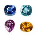 Bright gems on a white background