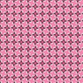 Bright geometric floral fabric pattern Abstract stylized red white gray mosaic flowers on a pink background Royalty Free Stock Photo