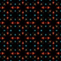 Bright geometric pattern on a black background. Seamless abstract background. Disco style Royalty Free Stock Photo