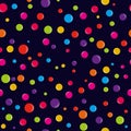 Bright geometric pattern of multicolored balls on a dark background