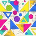Bright Geometric Pattern With Triangles and Circles in Vibrant Colors Royalty Free Stock Photo