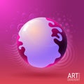 Bright glowing ball in the center for text. Modern abstract vector banner. Colorful trendy gradients and soft color tones.