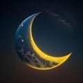 Bright Glowing Crescent Moon Generative AI Royalty Free Stock Photo