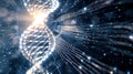 Bright glowing double helix DNA pattern, symbolizing genetics, molecular biology, innovation, and scientific discovery Royalty Free Stock Photo