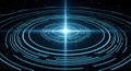 Abstract futuristic blue digital circle pattern with bright light Royalty Free Stock Photo