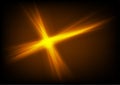 Bright glowing orange star glare beams background