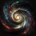 Bright glowing spiral galaxy with stars in the space Royalty Free Stock Photo