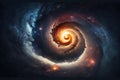 Bright glowing spiral galaxy with stars in the space Royalty Free Stock Photo