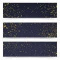 Bright gold mist particle over dark background card collection