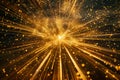 Bright gold rays bursting from a central point in the dark night sky, Bright gold rays bursting from a central point, illuminating Royalty Free Stock Photo