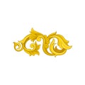 Bright golden baroque ornament. Luxurious floral pattern in Victorian style. Decorative vector element