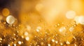 Bright golden champagne bubbles on blurred bokeh background Royalty Free Stock Photo