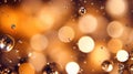 Bright golden champagne bubbles on blurred bokeh background Royalty Free Stock Photo