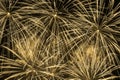 Bright golden fireworks in night sky Royalty Free Stock Photo