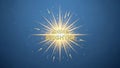Bright golden light burst with inspiring text \'shine brighter\' on deep blue background Royalty Free Stock Photo