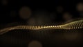 A bright golden particulate 3D rendered DNA on a black bokeh background. Royalty Free Stock Photo