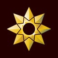 Bright golden star in poligonal style