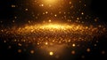 bright golden wave particles in the dark background. Abstract animation