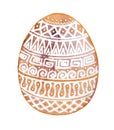 Easter egg with white ornaments on yellow background11