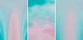 Bright gradient background - pale pink color turning into turquoise, set of 3 vertical images, banner. Various abstract