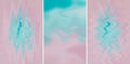 Bright gradient background - pale pink color turning into turquoise, set of 3 vertical images, banner.