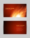 Bright gradient explosion red yellow burning flame business card template design vector background